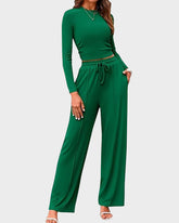 2 Piece Lounge Set with Wide Leg Pants